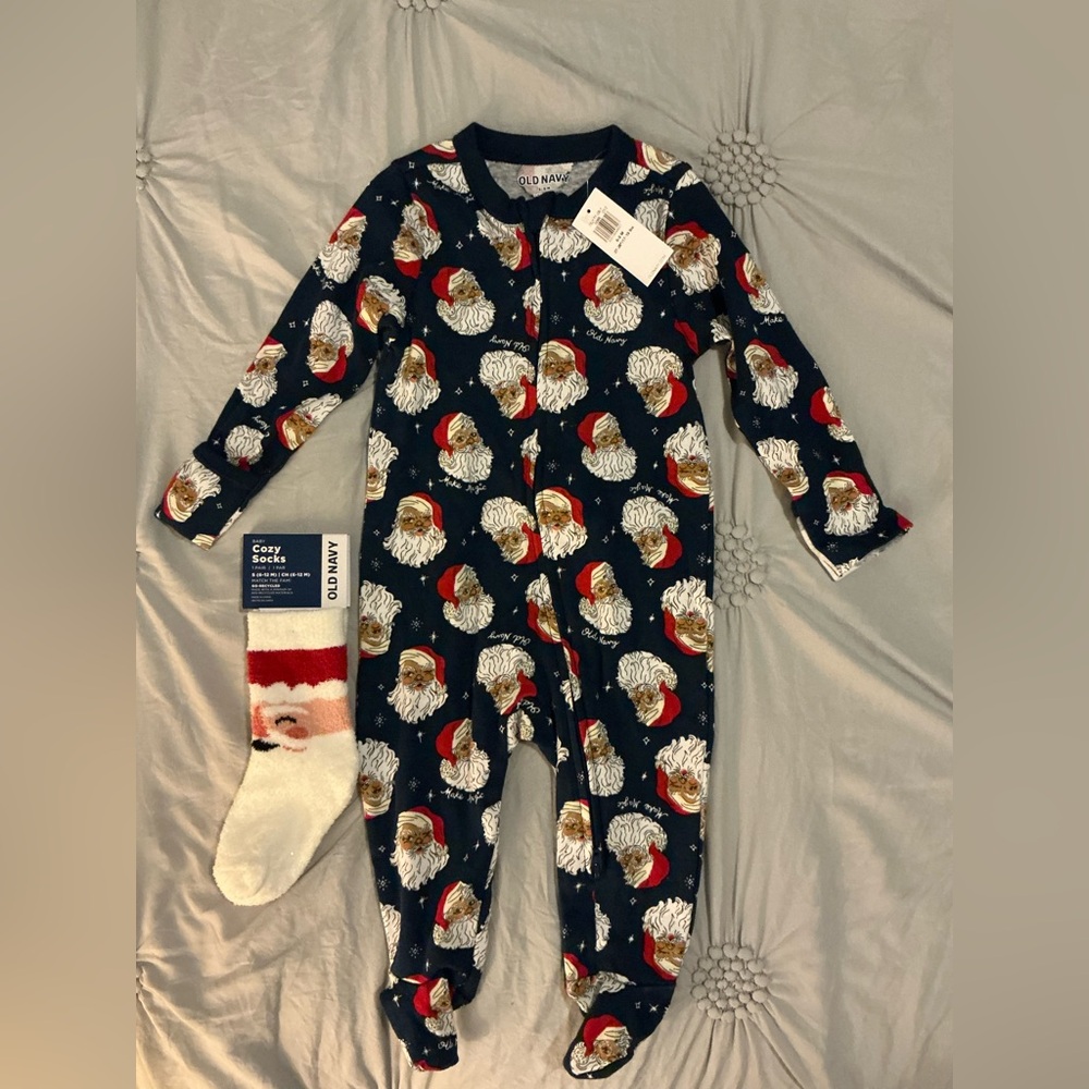 NWT - Infant Santa Sleeper and Socks (2 pc Set) - Size 6-9 months